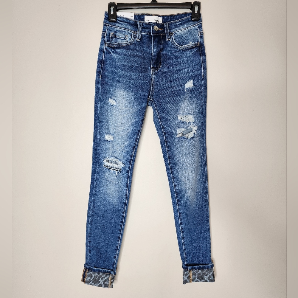 Vervet Leopard Cuff Skinny Jeans